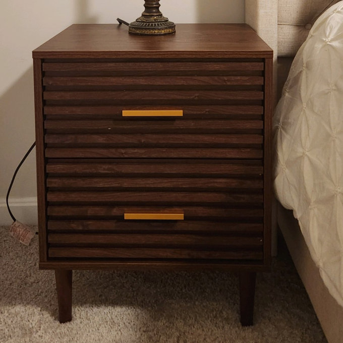 bedsidedrama BROWN サイズ2 Ivy Bronx Jamyira 2 - Drawer Nightstands Set, Mid Century Modern